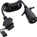7 Pin to 5 Pin Trailer Light Adapter 7 Way Blade to 5 Way Flat Trailer Plug Adapter, 7 Way to 5 Way Trailer Coiled Wiring Adapter Trailer Connectors for RV Truck 5 FT(60 inches)