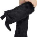 RECECASA Faux Fur Leg Warmers for Women, Fluffy Boot Cuffs Covers for Halloween, Christmas,Furry Costume Cute Cosplay (15.7 inch, Black)