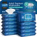 Inspire Adult Wet Wipes, Wash Cloths | Adult Wipes for Incontinence & Cleansing for Elderly, 8"x12" Count 12 Packs of 50