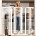 51" Extra Tall Cat Gate for Doorway/Hallway, 30-62.5” Wide，Pressure Mounted Pet & Dog Gates Walk Through, Cat Fence Indoor No Drilling，Auto Close,White