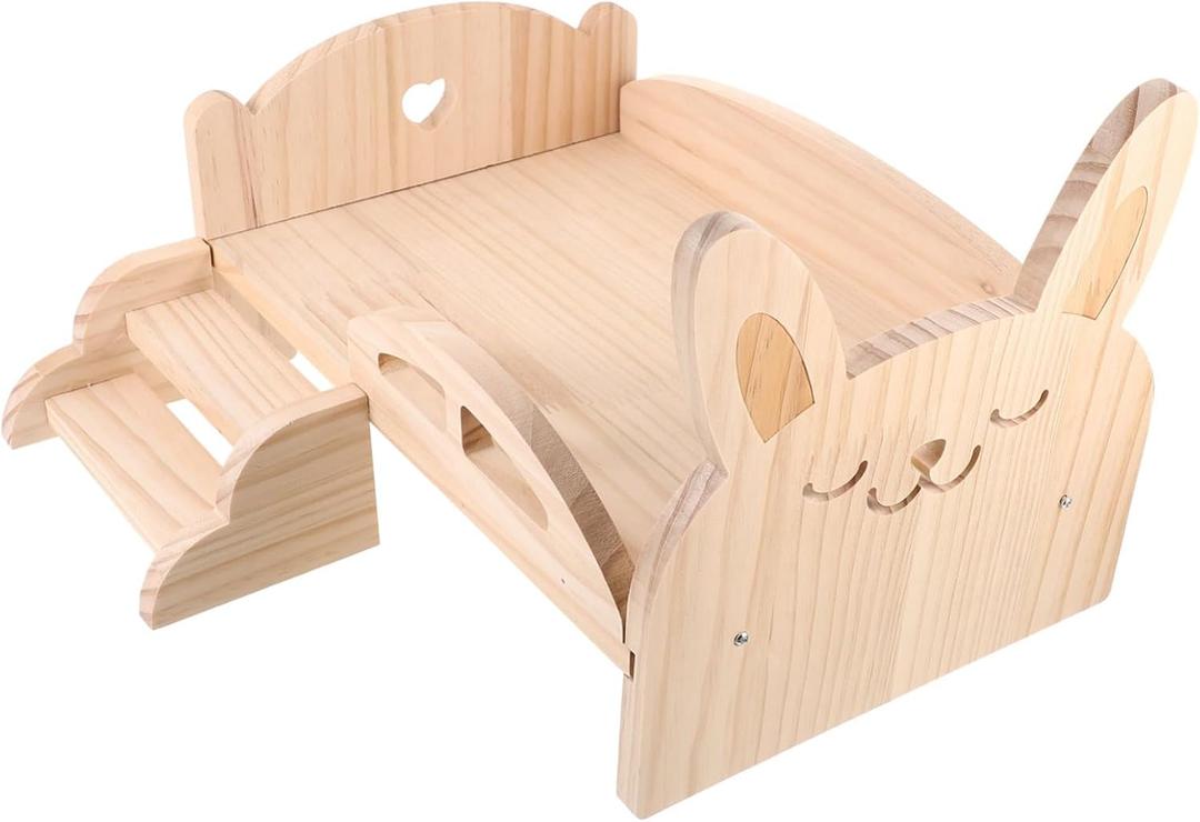 balacoo Elevated Wooden Hamster Bed Stairs Multi-Purpose Small Pet Bed for Chinchilla Squirrel