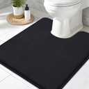 Smiry Memory Foam Toilet Rugs U-Shaped 20x20, Extra Soft Absorbent Non-Slip Contour Bathroom Rugs, Machine Washable Bath Mats for Toilet, Black