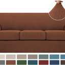 Turquoize 4 Piece Sofa Covers for 3 Cushion Couch Slipcover Soft Cover Dogs-Washable Furniture with Individual Covers,Feature Jacquard Fabric(3 Cushion Sofa, Caramel)