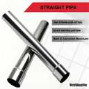 Universal 4 Inch 304 Stainless Steel Straight Exhaust Pipe, 47 Inch Length, 0.048 Inch Thickness