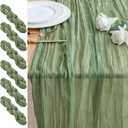 6PCS Table Runner Cheesecloth 10FT Sage Green Boho Gauze Cheese Cloth Rustic Sheer Table Runners for Wedding Bridal Baby Shower Party Decoration (6 Pack)