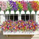 Der Rose 24 Bundles Artificial Flowers for Outdoor Fake Spring Flowers Plants UV Resistant for Home Garden Porch Window Wedding Decor