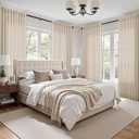 Cream Beige Linen 112 Inch Curtains for Living Room Light Filtering Semi Sheer Curtain Back Tab Modern Farmhouse Decor Elegant Coastal Drapes Floor to Ceiling High Window for Bedroom 52x112, 2 Panels