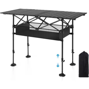 YACONA Folding Table, Easy for Storage, Compact and Portable Picnic Table for Grill, Outdoor Camping, Garden, Patio, Dining, BBQ, Party, Market, 3Ft (Medium, Black)