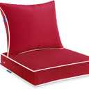 MIULEE Outdoor Seat Cushion Set Red 22 x 22 x 3 Inch Waterproof & Fade Resistant Deep Seat and Back Patio Furniture Cushions with Handle and Adjustable Straps Cushions for Chair Couch