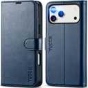 TUCCH Case Wallet for iPhone 17 Pro Max (6.9") 2025, Stand, RFID Blocking, 4 Card Holders, TPU Shockproof Inner Shell, PU Leather, Magnetic Closure Folio Protective Cover, Dark Blue