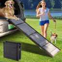 Dog Ramp for Car,350LB 67" Long & 20" Wide ramp for Dogs to get in car, Folding Dogs Ramps for Large Dogs with Non-Slip Rug Surface, Dog ramp for Truck, SUV, Dog Steps for Bed, Adjustable Dog ramp