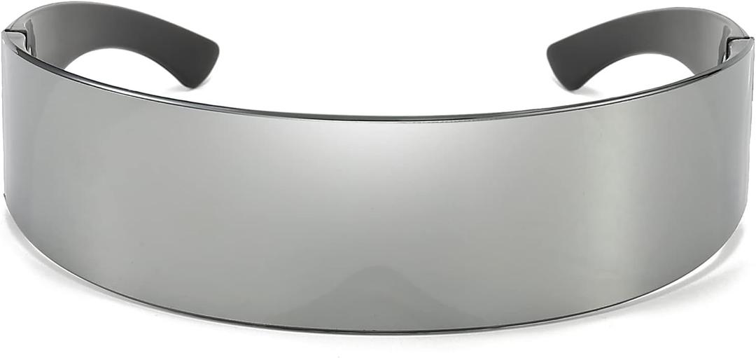 Dollger Futuristic Sunglasses Y2K Space Cyclops Wrap Around Glasses Rimless Translucent Mirrored Lens