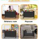 100L Large Kids Toy Box with Wheels, Toy Chest Storage Organizer for Toddlers, Boys, Girls, Toy Storage Bin for Stuffed Animals, PlayRoom, Bedroom, Nursery, Living Room, Black