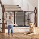29.5-61.5" Extra Wide Baby Gate for Stairs, Child & Pet Proof, No-Drill Pressure Mount Auto Close One-Hand Operation, Indoor Dog Gate for Doorways, 7 Adjustable Sizes, 30.5" Tall, Black