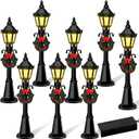 Christmas Mini Street Light Models, 4 Pcs Mini Street Lamp Dollhouse Streetlight Models, Miniature Christmas Village Pathway Lantern Post for DIY Micro Landscape Fairy Garden Accessories