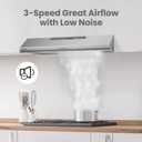 COMFEE' CVU30W4AST 30 inch Under Cabinet Ducted/Ductless Convertible Slim Vent Durable Stainless Steel Kitchen Reusable Filter, 3 Speed Exhaust Fan and 1 LED Lights Range Hood, 2.0 Version
