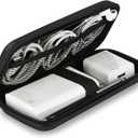iMangoo Electronics Organizer Travel Case Small Size Travel Essentials for Women Tech Pouch Purse Hard Protective Shockproof Carrying Charger Power Bank Cable Accessories, 6.5x3.2x1 In (Black)