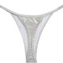 OYOANGLE Women's Metallic Thong Bikini Bottom Low Rise Cheeky Swim Bottoms Beachwear L