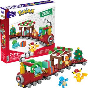 MEGA Pokmon Building Toys Set Holiday Train with 373 Pieces, 4 Articulated and Poseable Characters and Surprises, for Kids