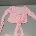 Women's Ballet Wrap Tops V-Neck Long Sleeve Cross Tie for Yoga Pilates Dance Workout Solid-Pink, XS