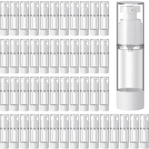 Sabary 60 Pcs Clear Airless Pump Bottles Refillable Cosmetic Travel Size Dispenser Vacuum Plastic Travel Bottles Empty Lotion Pump Dispenser Liquid Toiletry Container(1 oz)