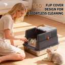 Stainless Steel Litter Box with Lid: Enclosed Cat Litter Box for Small Cats & Kitten, Metal Kitty Litter Pan with High Sided Enclosure, Include Scoop & Mat, Odor Control, Anti-Leakage