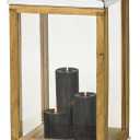 EDZARD Huntsville Wooden Stainless Steel Lantern Height Tea Light Holder with Handle 19.3 in