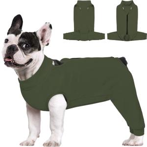 AOFITEE Dog Recovery Sleeve Hind Leg, Small Dog Recovery Suit for Female Male Dog, Anti Licking Small Dog Rear Leg Sleeve, Dog Wound Cover for Rear Leg and Abdomen, Dog Cone Alternative, S (ArmyGreen)