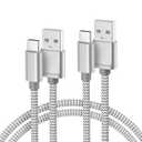 Basesailor for iPhone 17 16 Pro Max Charger Cord,USB to USB C Cable 6.6FT/2Pack,Type C Charging Power Cord for Apple 15 iPad 10 Air 4 5,Samsung Galaxy S25 S24 S23 S22 Plus Ultra,A52 A53 A54,Pixel 9 8 (Silver)