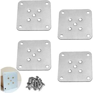 4 Pack Leg Mounting Plates Furniture Wooden Legs Mount Flat T-Plate Connector Attachment Bracket Base with Screws for Sofa Cabinet Chair Couche Seat Repair Replacement DIY