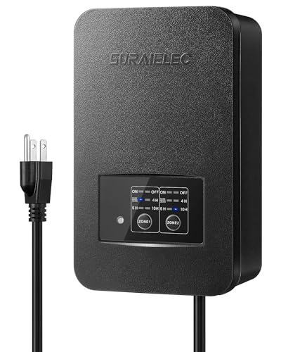 SURAIELEC 200W Low Voltage Landscape Transformer, Outdoor Weatherproof Transformer with Photocell Sensor & Timer, 2 Independent Zones, 120V AC to 12V/15V AC Multi Tap for Pathway Lights, Spotlights