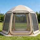 Pop Up Screen House Tent VEVOR 10 x 9.2 FT Pop-Up Screen Room with Awning, Portable Screen Tent Gazebo for 4–8 Person, Instant Screen Canopy with Carry Bag for Patio Backyard Camping