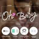 Large Oh Baby Neon Sign 37.7x15.7inch Boy and Girl Baby Shower Led Light up Sign for Backdrop Party Decor, Gender Reveal,Bedroom Wall Decor-White