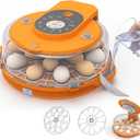 15 Egg Incubator with Side Water Refill, Auto Humidity Control, Automatic Egg Turner, Adjustable Temperature, Egg Candler, 2 Trays for Chicken, Duck, Quail & Goose Eggs