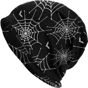 Halloween Skull Pumpkin Beanie Chemo Hat Cancer Headwear Knitted Hats Slouchy Cap for Adults Women Men (Black)