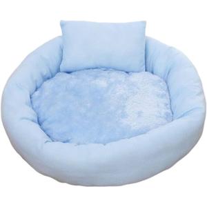 Round Donut Cat and Dog Cushion Bed with Pillow Washable Small Pet Bed 20in Anti Anxiety Round Fluffy Plush Cat Bed (Medium, Blue)