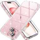 Choiche Compatible for iPhone 15 Plus Case Women Phone Case, Cute Bling Sparkly, Military Grade Drop Protection, 2 Diamond Camera Lens Covers, 2 Tempered Glass Protectors, 6.7 inch (Glitter Clear)