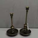 Deco 79 Metal Decorative Candle Holder Antique Style Candle Stand with Round Candle Plate, Set of 2 Candlestick Holder 12", 9" H, Brass