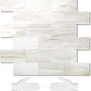 STICKGOO 10-Sheet Subway Tile Peel and Stick Backsplash, Seamless Design Polished Eurasia Beige Kitchen Backsplash Wall Tiles, Glossy Surface Waterproof Stick on Tile for Bathroom, RV, Fireplace