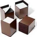 Bed Risers 4 inch Heavy Duty, 4 Pack Brown Square Metal Self-Adhesive, Oversized Furniture Risers for Bed Desk Table Sofa Couch, Support up to 6000 lbs, Protect Hardwood Floors from Scratches