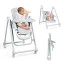 High Chairs for Babies and Toddlers, Portable Baby Swings for Infants with 5 Point Harness,High Chair with Wheels Adjustable Height & 6-Position Backrest (Dark grey)