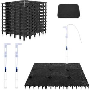 Sieral Under Gravel Aquarium Filter for 20-29 Gallon Tanks, 10 Pcs 5.7'' x 5.7'' Plates, Under Gravel System for Clean Water, with 2 Uplift Tube and 1 Filter Cotton, for Fish Tank Fresh and Saltwater