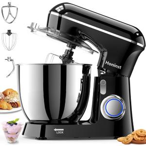 Stand Mixer, 6.5QT 10-Speed Tilt-Head Electric Stand Mixer, 3-In-1 Kitchen Mixer with Bowl, Dough Hook, Whisk and Beater, Food Mixer for Baking, Cake and Most Home Cooks, Black