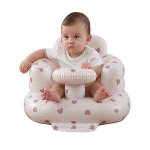 Upgrade Inflatable Baby Seat with Tray for Babies 3-36 Months, Built in Air Pump Bumbo Seat with Tray, Load-Capable Baby Chair Sit Me up Floor Seat for Baby, Learning to Sit&Feeding (Bear)