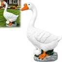 Porch Goose Statue, Large White Resin Porch Goose Garden Yard Lawn Decor, 20 Inches High Figurine Duck for Patio Entryway Accent, Gift for Mom Grandma Wife Women Christmas Valentines Day