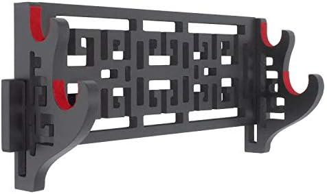 Eforlife 2-Tier Sword Holder Wall Mount - Samurai Display Stand Hanger With Hollow Out Pattern for Katana, Wakizashi and Standard Swords