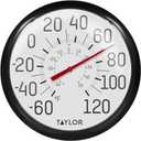 Taylor Big and Bold Wall Thermometer, Indoor Outdoor Thermometer, Wireless Thermometer with Easy to Read Numbers for Patio, Pool, and Indoor Areas, 13.25-inch, Black