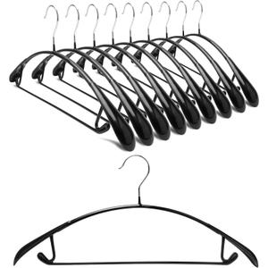 Nature Smile Non Slip PVC Coating Sweater Hangers,Dress Suit Coat Hangers,Wide Shoulder Bump Free Golf T Shirts Clothes Hangers (Black Color 10 Pack)