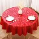 Smiry Round Table Cloth, Waterproof Heavy Duty Vinyl Tablecloths, Wipeable Washable Table Cover for Kitchen and Dining Room (Red, 70" x 70")