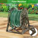 GOFORWILD Garden Wall/Floor Mount Hose Reel, Decorative Hose Reel, Garden Heavy-Duty Water Hose Holder Winder, Holds 200-Feet of 5/8-Inch Hose